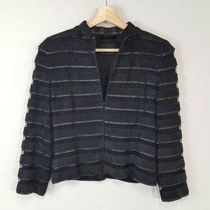 Akris Suede Silk Striped Jacket Black Size 4